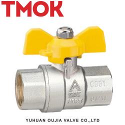 Brass inner wire butterfly handle chrome plated gas ball valve