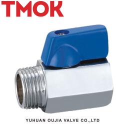 Brass color straight handle mini ball valve